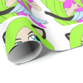 Papier Cadeau chibi catgirl (Coin rond)