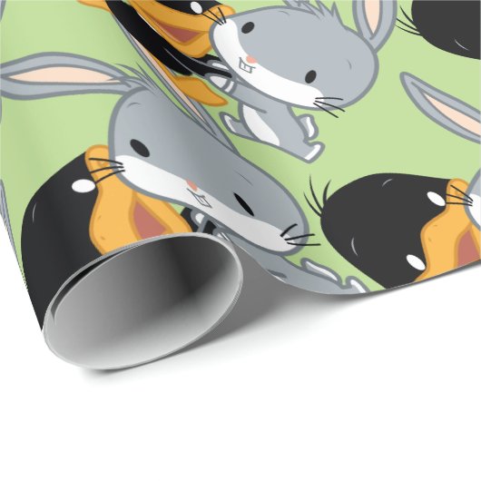 Papier Cadeau Chibi DAFFY DUCK™ & BUGS BUNNY™ (Coin rond)