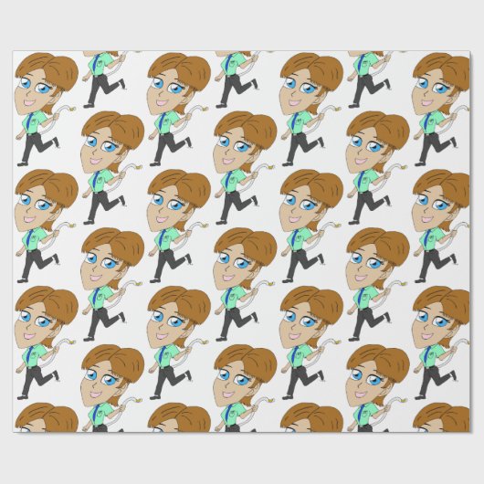 Papier Cadeau chibi fille avec une queue (Plat)