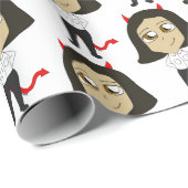 Papier Cadeau chibi fille diable (Coin rond)