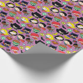Papier Cadeau Chibi Justice League Pattern on Purple (Coin)