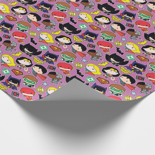 Papier Cadeau Chibi Justice League Pattern on Purple (Coin)