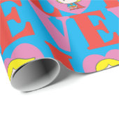 Papier Cadeau Chibi Supergirl LOVE (Coin rond)