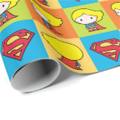 Papier Cadeau Chibi Supergirl retournement de caractère (Coin rond)