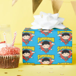 Papier Cadeau Chibi Superman Polka Dot Shield et nom