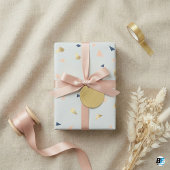 Papier Cadeau Chic Abstract Terrazzo Faux Gold Foil & Navy Blue 