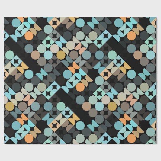Papier Cadeau Chic Aqua Blue Rust Orange Circles Art Motif (Plat)