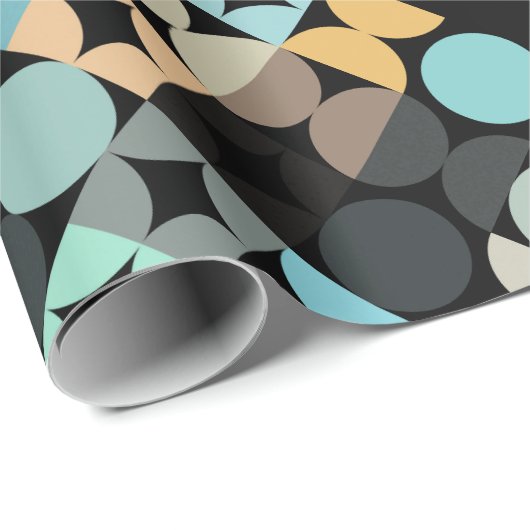 Papier Cadeau Chic Aqua Blue Rust Orange Circles Art Motif (Coin rond)