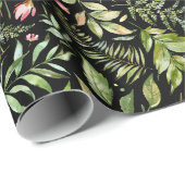 Papier Cadeau Chic Aquarelle Verdure Vacances botaniques (Coin rond)