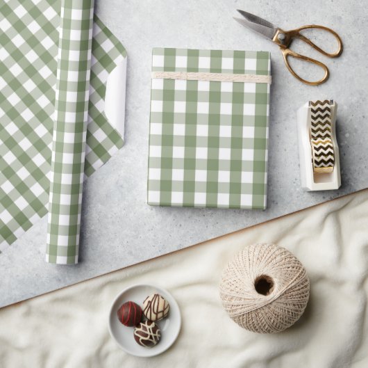 Papier Cadeau Chic Baby Shower Green Gingham & Plaid Pattern (Artisanat)