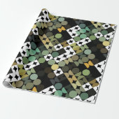 Papier Cadeau Chic Black Green Turquoise Blue Circles Motif d'ar (Déroulé)