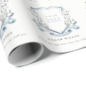 Papier Cadeau Chic Bleu Fleur sauvage Aquarelle Crest Graduation (Coin rond)