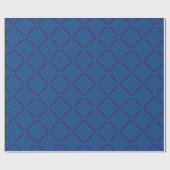Papier Cadeau Chic bleu grec clé motif géométrique monogramme (Plat)