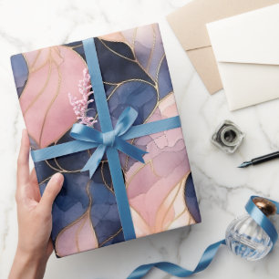 Papier Cadeau Chic Blue Rose Abstrait Anniversaire