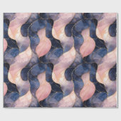 Papier Cadeau Chic Blue Rose Abstrait Anniversaire (Plat)