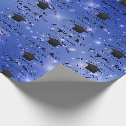 Papier Cadeau Chic Blue Sparkle Graduation Chic Custom Graduate (Coin)