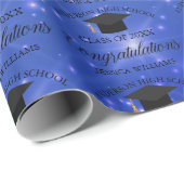 Papier Cadeau Chic Blue Sparkle Graduation Chic Custom Graduate (Coin rond)