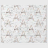 Papier Cadeau Chic Blush Pink White Marble Script Nom monogram (Plat)