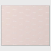 Papier Cadeau Chic blush rose nom de script personnalisé texte é (Plat)