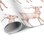 Papier Cadeau Chic Boho Blush Rose Cerf Blanc (Coin rond)