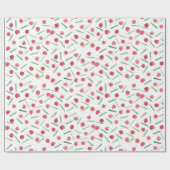 Papier Cadeau Chic boho rouge et vert de Noël moderne (Plat)