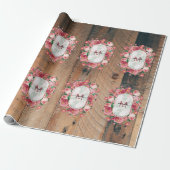 Papier Cadeau Chic Botanique Vintage Wreath Monogramme Bois (Déroulé)