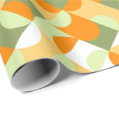 Papier Cadeau Chic Bright Green Sunny Orange Circles Art Motif (Coin rond)