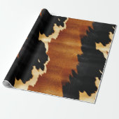 Papier Cadeau Chic Brown Black Cream Western Cowhide (Déroulé)