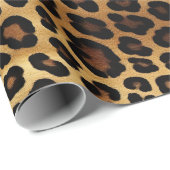 Papier Cadeau Chic Brown léopard d'or (Coin rond)