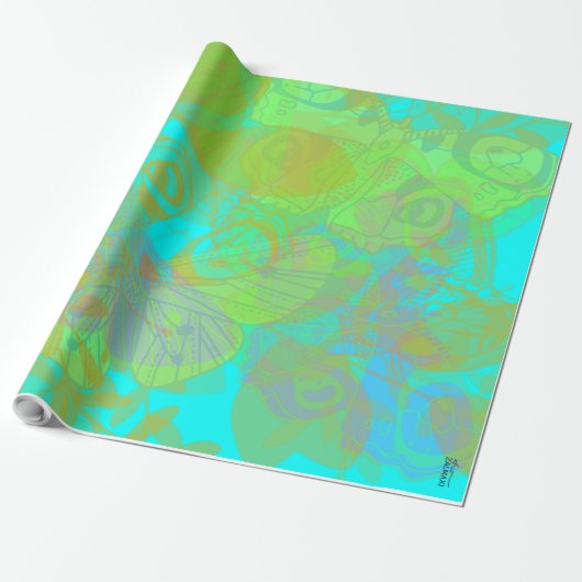 Papier Cadeau Chic Butterfly Aquamarine (Déroulé)