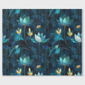 Papier Cadeau Chic chrysanthème turquoise (Plat)