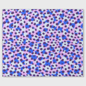 Papier Cadeau Chic coloré bleu cheetah imprimé monogramme (Plat)