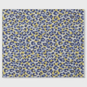 Papier Cadeau Chic coloré bleu jaune guépard imprimé monogramme (Plat)
