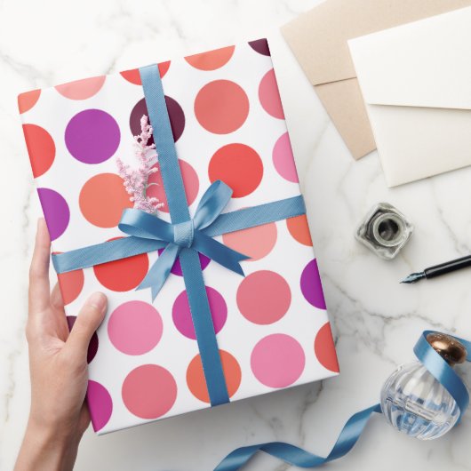 Papier Cadeau Chic coloré motif pois monogramme (Cadeaux)