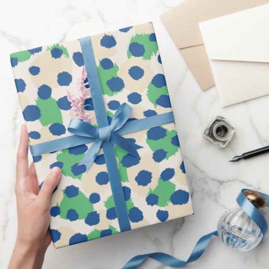 Papier Cadeau Chic couleur vert bleu cheetah imprimé monogramme (Cadeaux)