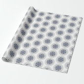 Papier Cadeau Chic de Snowflake Blue Grey Boho (Déroulé)