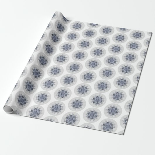 Papier Cadeau Chic de Snowflake Blue Grey Boho (Déroulé)