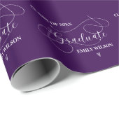 Papier Cadeau Chic écriture violet foncé Remise des diplômes de (Coin rond)