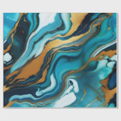 Papier Cadeau Chic Elegant bleu vert or Faux Marble (Plat)