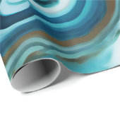 Papier Cadeau Chic Elegant bleu vert or Faux Marble (Coin rond)