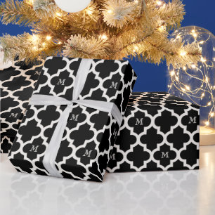 Papier Cadeau Chic élégant motif morocain à quatre feuilles mono