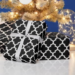 Papier Cadeau Chic élégant motif morocain à quatre feuilles mono