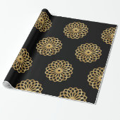 Papier Cadeau Chic Elegant Noir & Or Mandala (Déroulé)