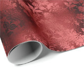 Papier Cadeau Chic Elegant Rouge Floral Mariage (Coin rond)