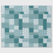 Papier Cadeau Chic ethnique Faux Patchwork Motif, Turquoise et b (Plat)
