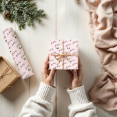 Papier Cadeau Chic Fa La La Hand Lettrant rose Festive Holly
