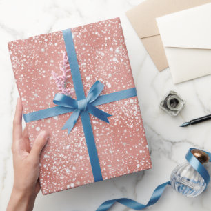 Papier Cadeau Chic Féminin Rose Pâle Paillettes Motif