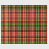 Papier Cadeau Chic Festive Rouge et Vert Plaid Motif de Noël (Plat)