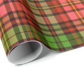Papier Cadeau Chic Festive Rouge et Vert Plaid Motif de Noël (Coin rond)