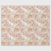 Papier Cadeau Chic Fleur féminine et Noël d'or (Plat)